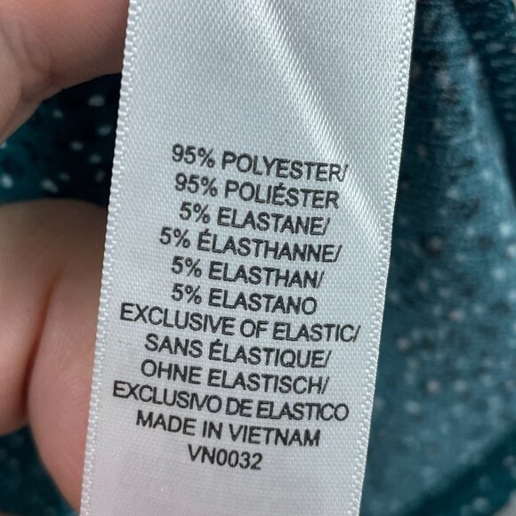 Adrianna Papell Teal Polka Dot Blouse Smocked Details Small d0387 - Picture 5 of 16